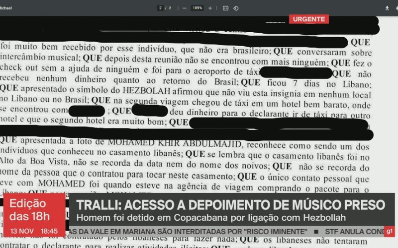 Músico apontado como suspeito de ter sido recrutado pelo Hezbollah negou em depoimento ter sido convidado para atividade terrorista